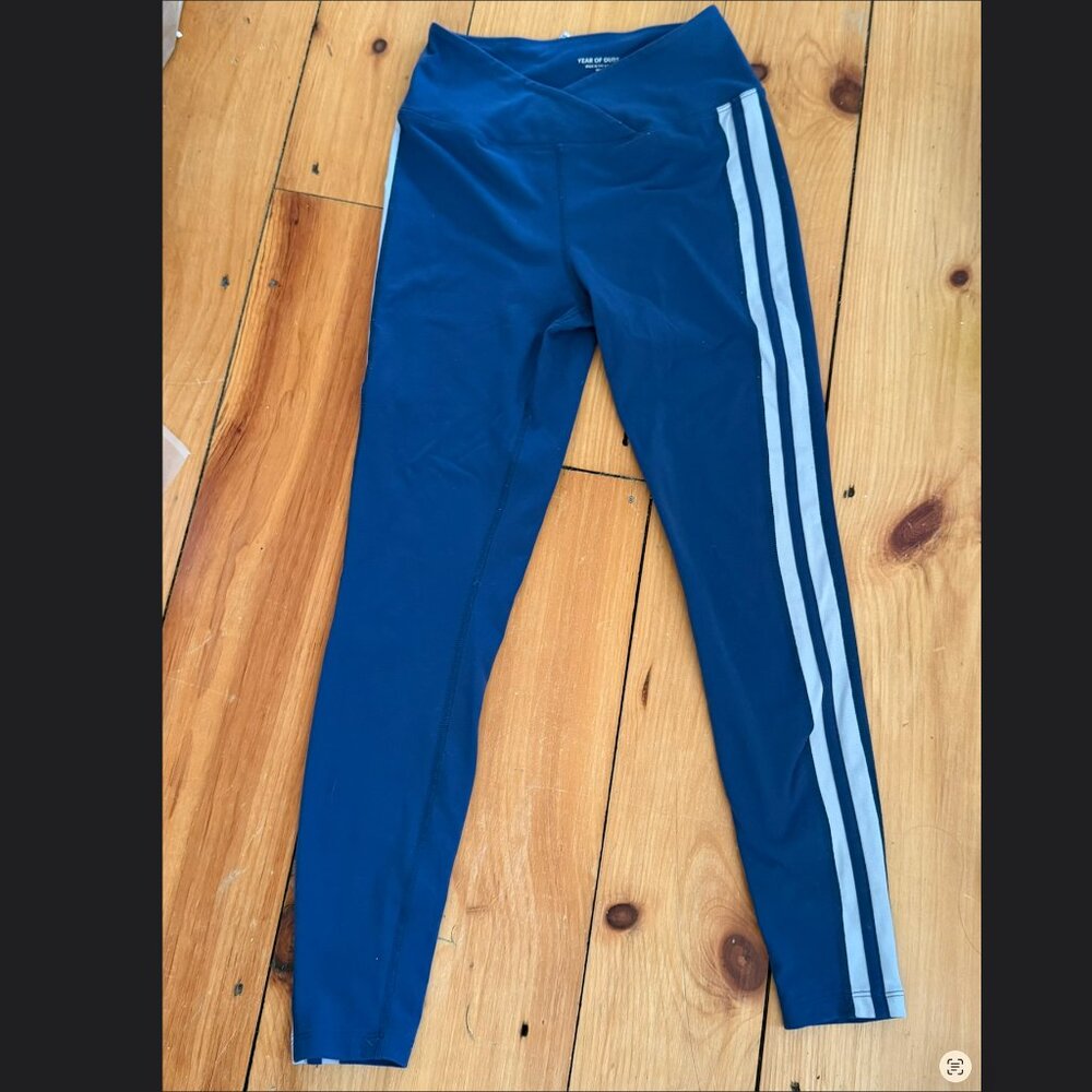 Blue Women's Leggings with Side Stripes